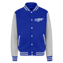 Load image into Gallery viewer, Just Hoods Heavyweight Letterman Jacket - royal/heather grey
