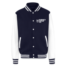 Load image into Gallery viewer, Just Hoods Heavyweight Letterman Jacket - navy/white