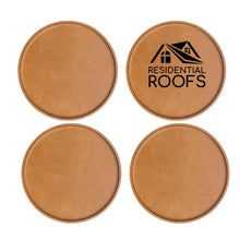 Load image into Gallery viewer, Woodwrx "Drinks On Me" Leatherette 4" Coaster set of 4