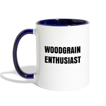 Load image into Gallery viewer, Woodgrain Enthusiast Mug - white/cobalt blue
