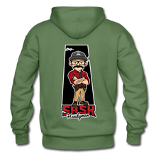 Load image into Gallery viewer, Sask Heavy Blend Adult Hoodie back logo - military green