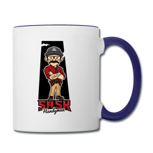 Load image into Gallery viewer, Sask Contrast Coffee Mug - white/cobalt blue