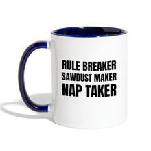 Load image into Gallery viewer, Rule Breaker Contrast Coffee Mug - white/cobalt blue