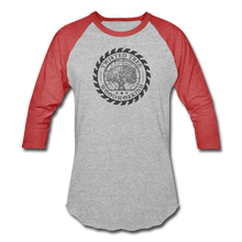 Load image into Gallery viewer, Twisted Tree Woodworking Raglan T-shirt - heather gray/red