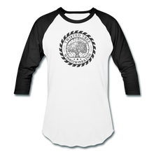 Load image into Gallery viewer, Twisted Tree Woodworking Raglan T-shirt - white/black