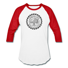 Load image into Gallery viewer, Twisted Tree Woodworking Raglan T-shirt - white/red