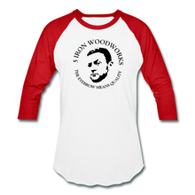 Load image into Gallery viewer, 5 Iron Woodworking Raglan T-Shirt - white/red