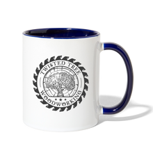 Load image into Gallery viewer, Twisted Tree Woodworking Contrast Coffee Mug - white/cobalt blue