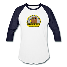 Load image into Gallery viewer, Neon Bear Woodworks 3/4 Sleeve Raglan T-Shirt - white/navy