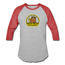 Load image into Gallery viewer, Neon Bear Woodworks 3/4 Sleeve Raglan T-Shirt - heather gray/red
