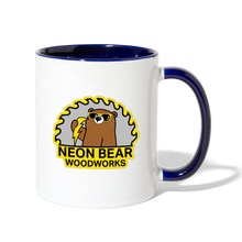 Load image into Gallery viewer, Neon Bear Woodworks Contrast Coffee Mug - white/cobalt blue