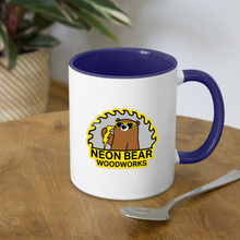 Load image into Gallery viewer, Neon Bear Woodworks Contrast Coffee Mug - white/cobalt blue