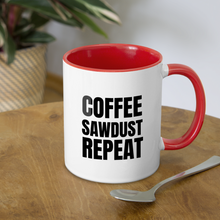 Load image into Gallery viewer, Coffee Sawdust Repeat Contrast Coffee Mug - white/red