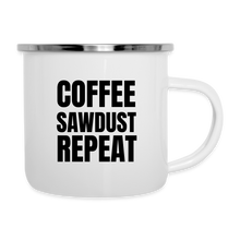 Load image into Gallery viewer, Coffee Sawdust Repeat Camper Mug - white