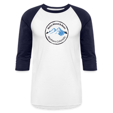 Load image into Gallery viewer, NoCo Wood and Resin 3/4 Sleeve Raglan T-Shirt - white/navy