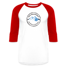 Load image into Gallery viewer, NoCo Wood and Resin 3/4 Sleeve Raglan T-Shirt - white/red