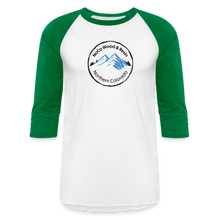 Load image into Gallery viewer, NoCo Wood and Resin 3/4 Sleeve Raglan T-Shirt - white/kelly green
