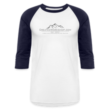 Load image into Gallery viewer, Created Workshop Raglan 3/4 Sleeve T-Shirt - white/navy