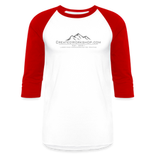Load image into Gallery viewer, Created Workshop Raglan 3/4 Sleeve T-Shirt - white/red