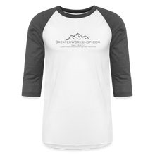 Load image into Gallery viewer, Created Workshop Raglan 3/4 Sleeve T-Shirt - white/charcoal