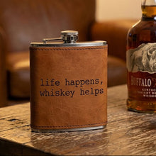 Load image into Gallery viewer, 6oz. Hip Flask with Leatherette Sleeve
