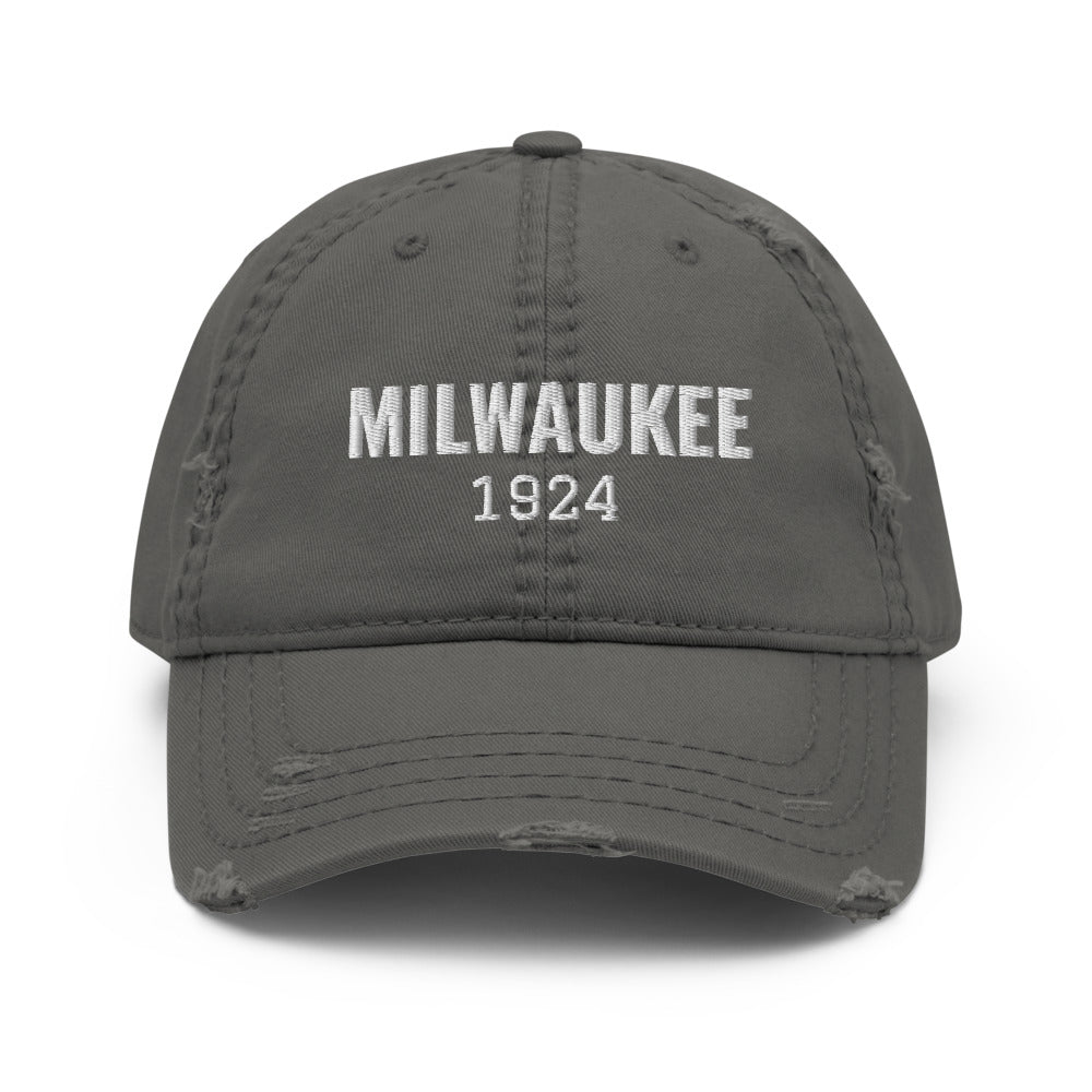 Distressed Cap with Embroidered  MILWAUKEE