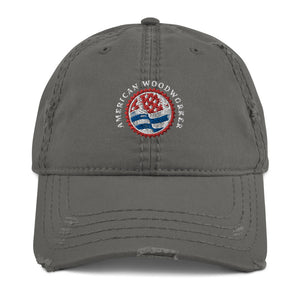 Unstructured Distressed Cap with Embroidered Logo