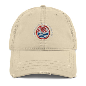 Unstructured Distressed Cap with Embroidered Logo