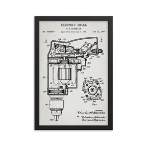 Electric Drill Patent Framed Poster