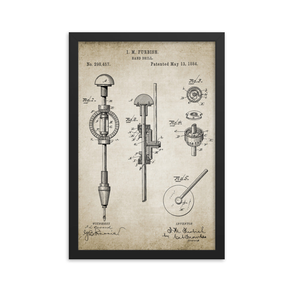 Hand Drill Patent Framed poster