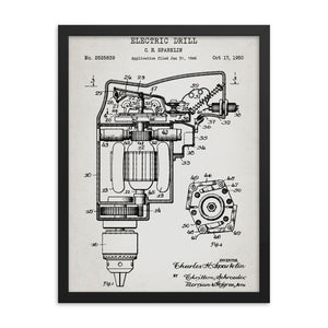 Electric Drill Patent Framed Poster