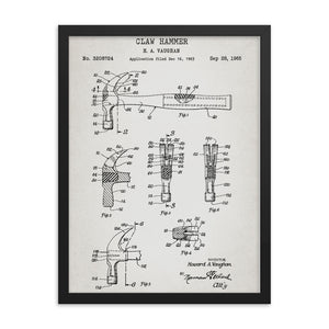 Claw Hammer Patent Framed Poster