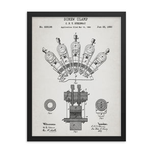 Screw Clamp Patent Framed Poster