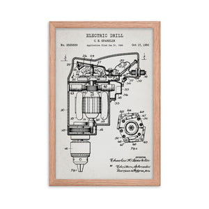 Electric Drill Patent Framed Poster