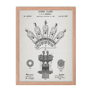 Screw Clamp Patent Framed Poster