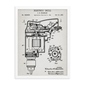 Electric Drill Patent Framed Poster