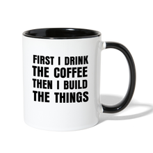 Load image into Gallery viewer, Coffee First Mug - white/black
