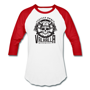 Valhalla Woodworks Baseball T-Shirt (front only) - white/red
