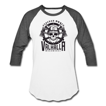 Load image into Gallery viewer, Valhalla Woodworks Baseball T-Shirt (front only) - white/charcoal
