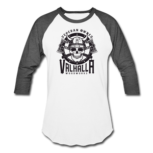 Valhalla Woodworks Baseball T-Shirt (front only) - white/charcoal