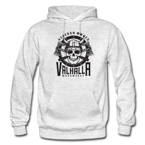 Valhalla Woodworks Heavyweight Hoodie  (front only) - light heather gray