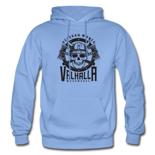 Load image into Gallery viewer, Valhalla Woodworks Heavyweight Hoodie  (front only) - carolina blue
