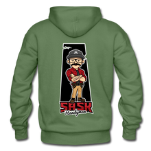 Load image into Gallery viewer, Sask Heavy Blend Adult Hoodie back logo - military green
