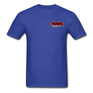 Sask Handyman Tagless T-Shirt (front and back logo - royal blue