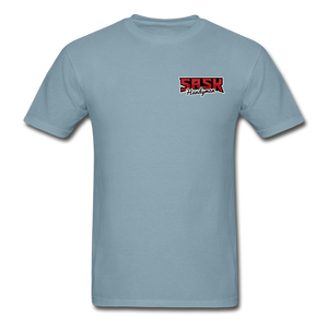 Sask Handyman Tagless T-Shirt (front and back logo - stonewash blue
