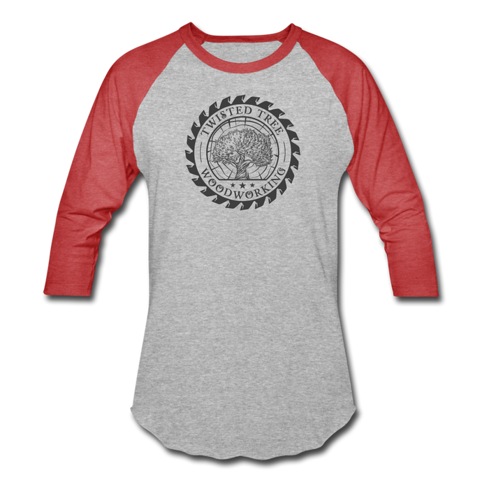 Twisted Tree Woodworking Raglan T-shirt - heather gray/red