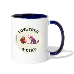 Broken Canvas Love Your Weird Contrast Mug - white/cobalt blue