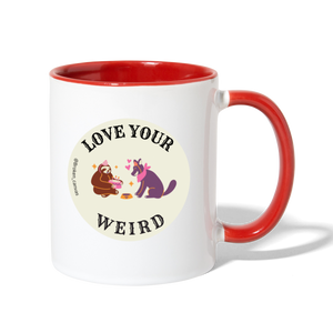 Broken Canvas Love Your Weird Contrast Mug - white/red