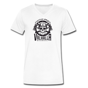 Valhalla Woodworks Premium V Neck T-Shirt  (front logo) - white