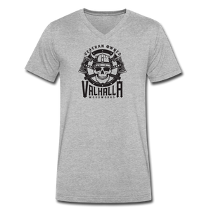 Valhalla Woodworks Premium V Neck T-Shirt  (front logo) - heather gray